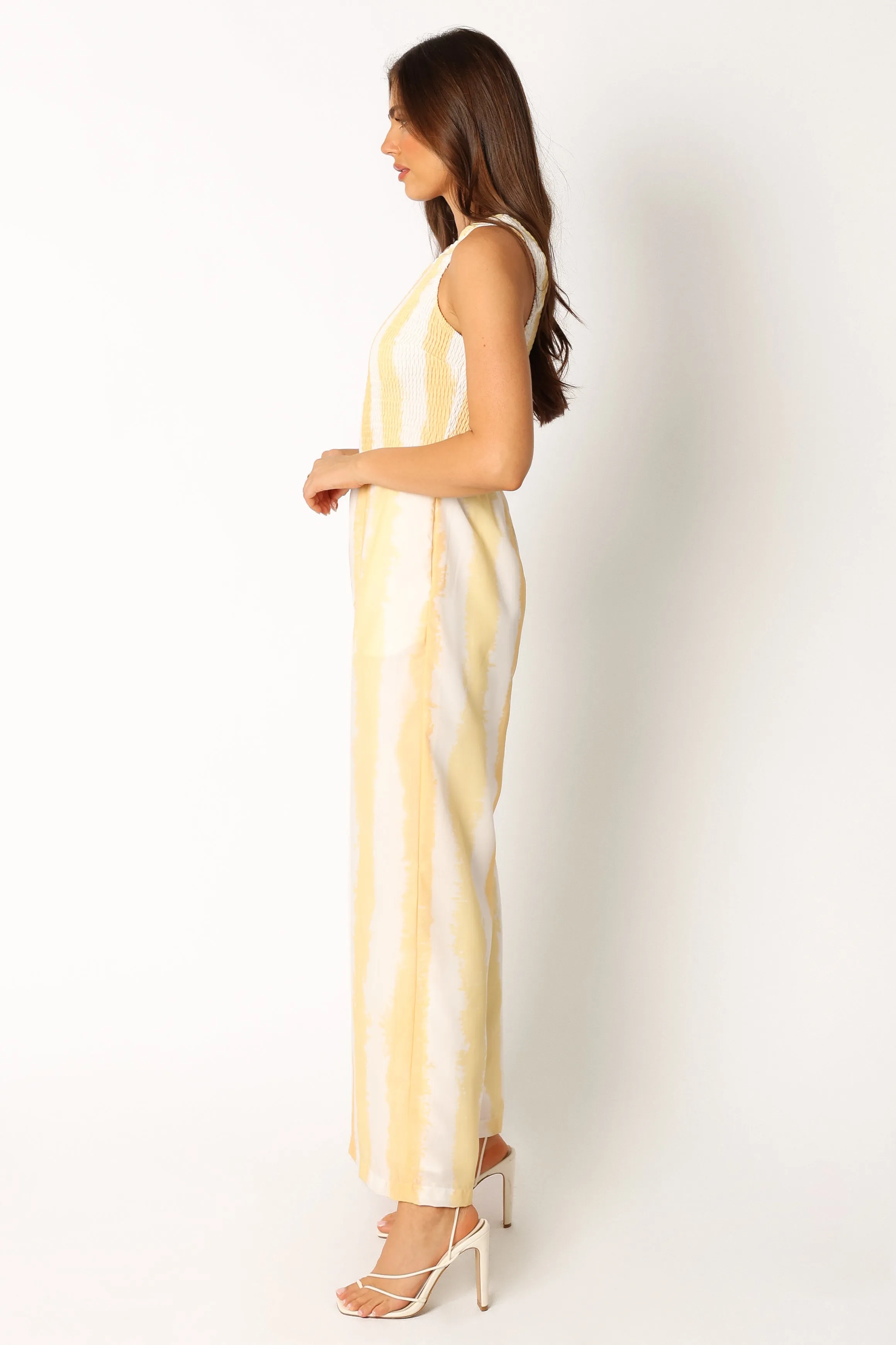 Coco One Shoulder Jumpsuit - Yellow Stripe