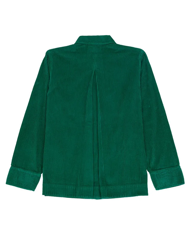 Cord Pleated Shirt Emerald