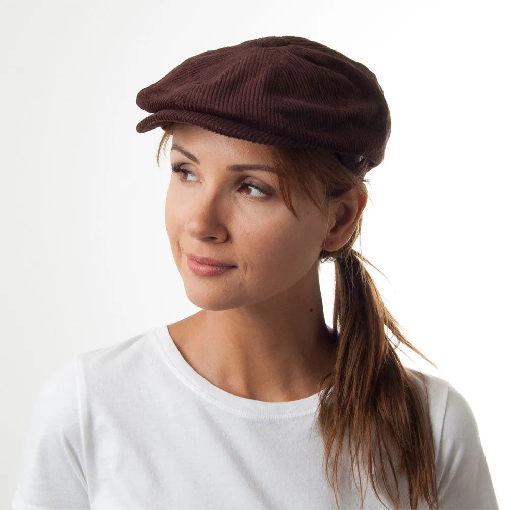 Corduroy Newsboy Cap Brown Wholesale Pack