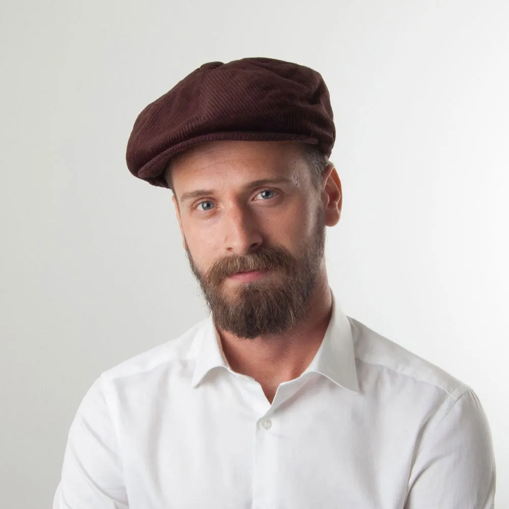 Corduroy Newsboy Cap Brown Wholesale Pack