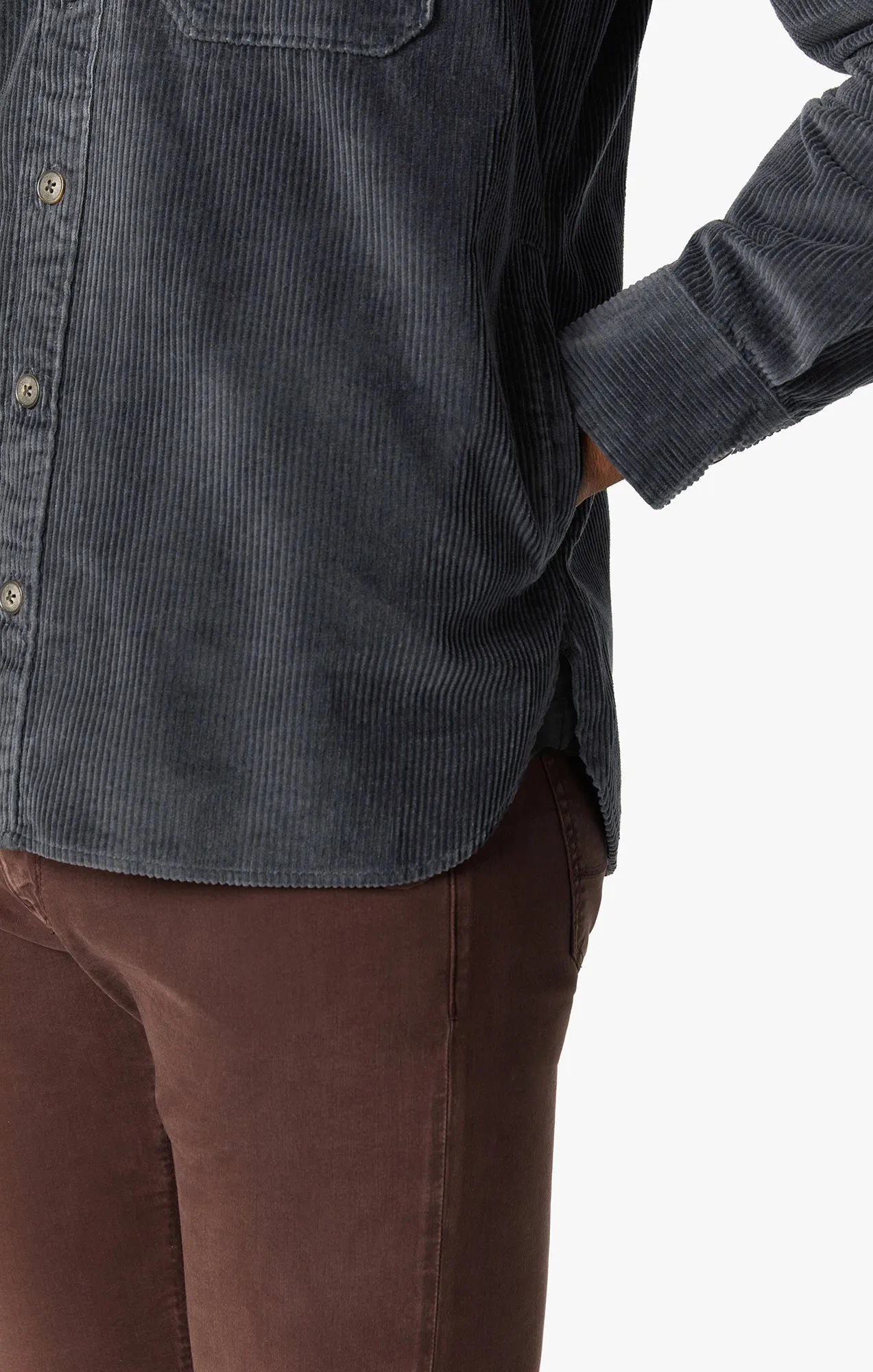 Corduroy Overshirt In Iron Gate