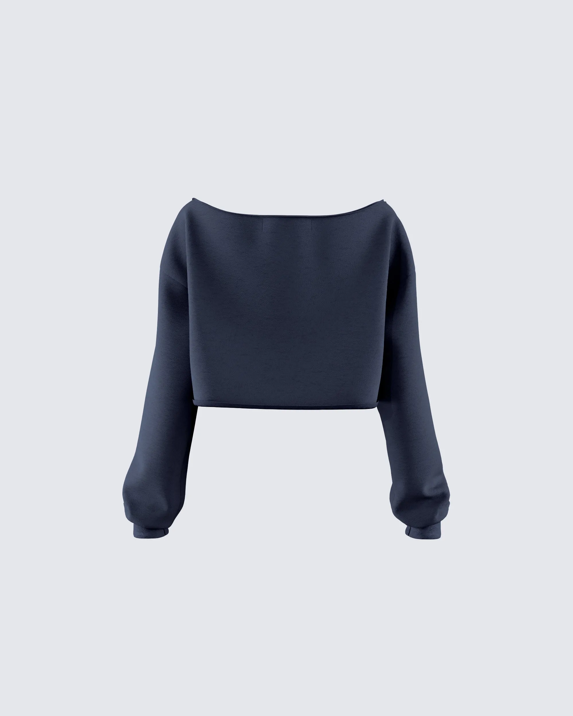 Cory Navy Long Sleeve Crop Top