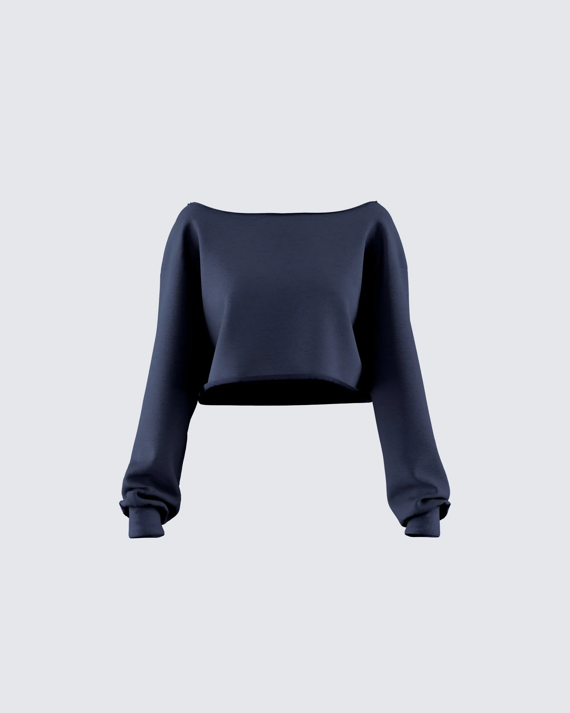 Cory Navy Long Sleeve Crop Top