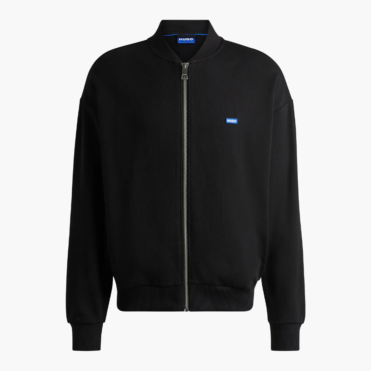 Cotton-Terry Zip Up Tracksuit Sweatshirt With Blue Logo Patch