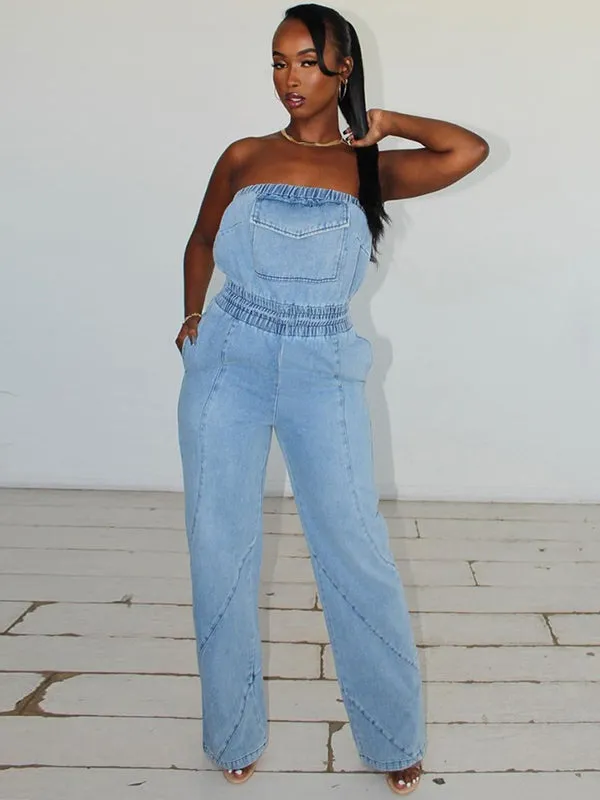 Denim Light Wash Jumpsuit