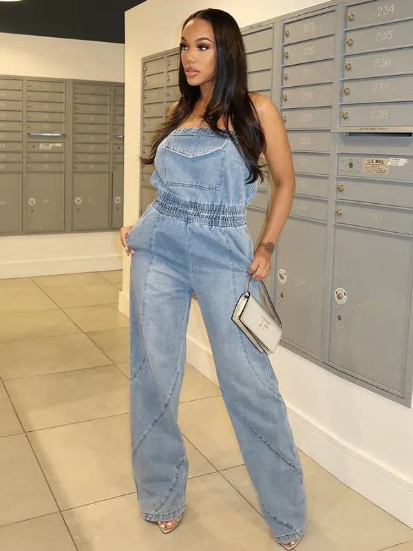 Denim Light Wash Jumpsuit