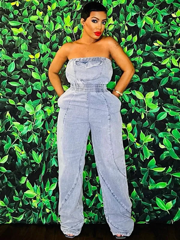 Denim Light Wash Jumpsuit