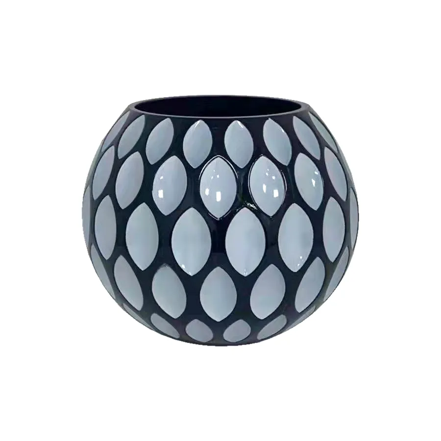 Dimpled Bowl Painted Glass Vase