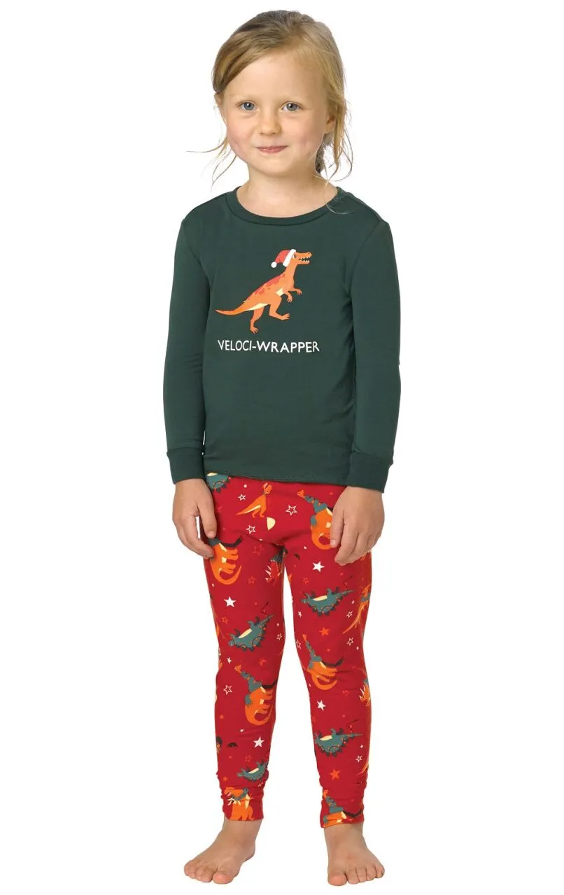 Dino Print Toddler's Pullover Pant Pajamas