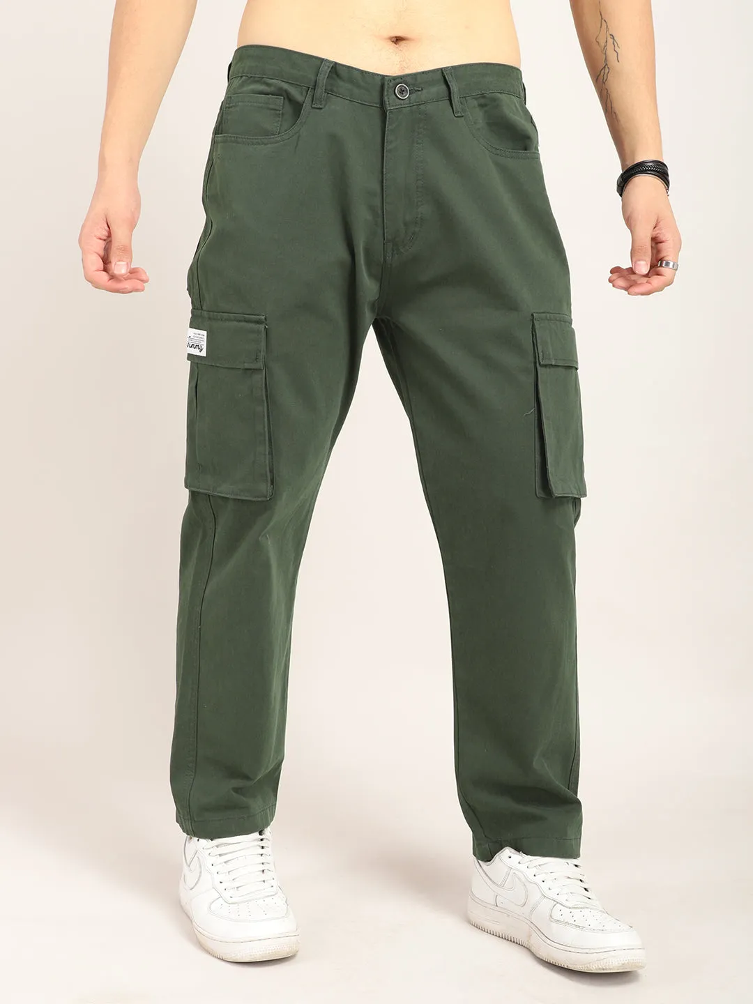 Drippy Green Cotton Twill Plus Size Cargo