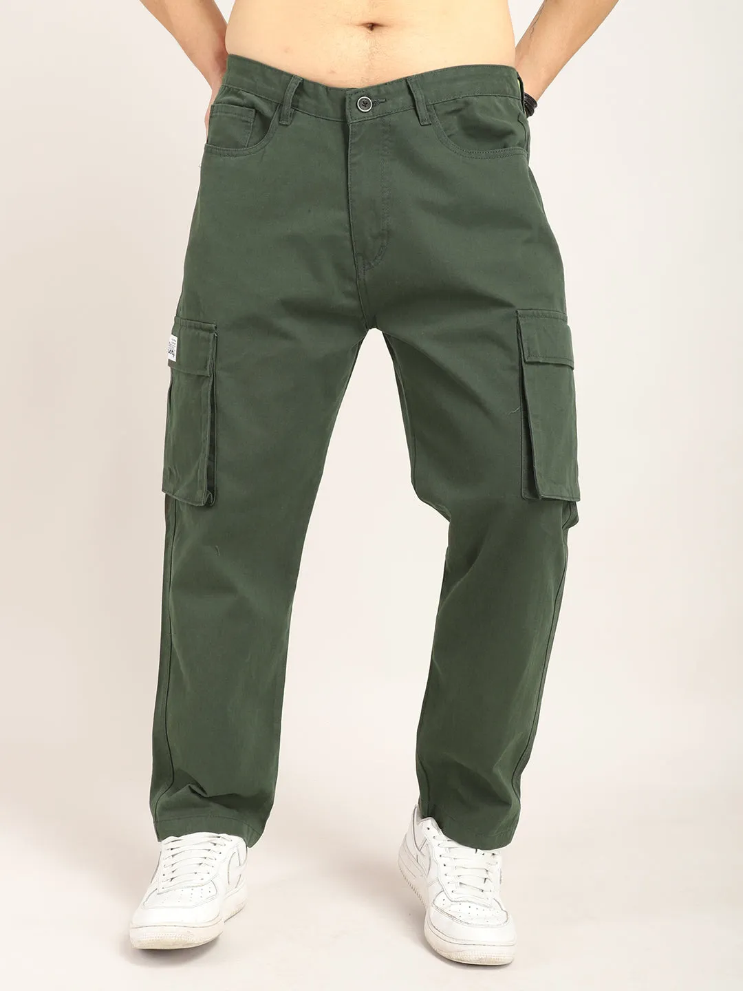 Drippy Green Cotton Twill Plus Size Cargo