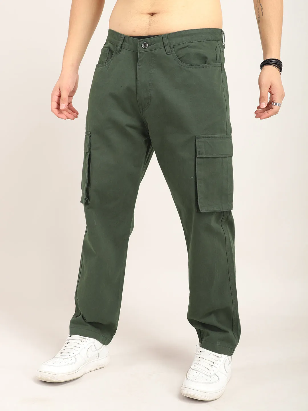 Drippy Green Cotton Twill Plus Size Cargo