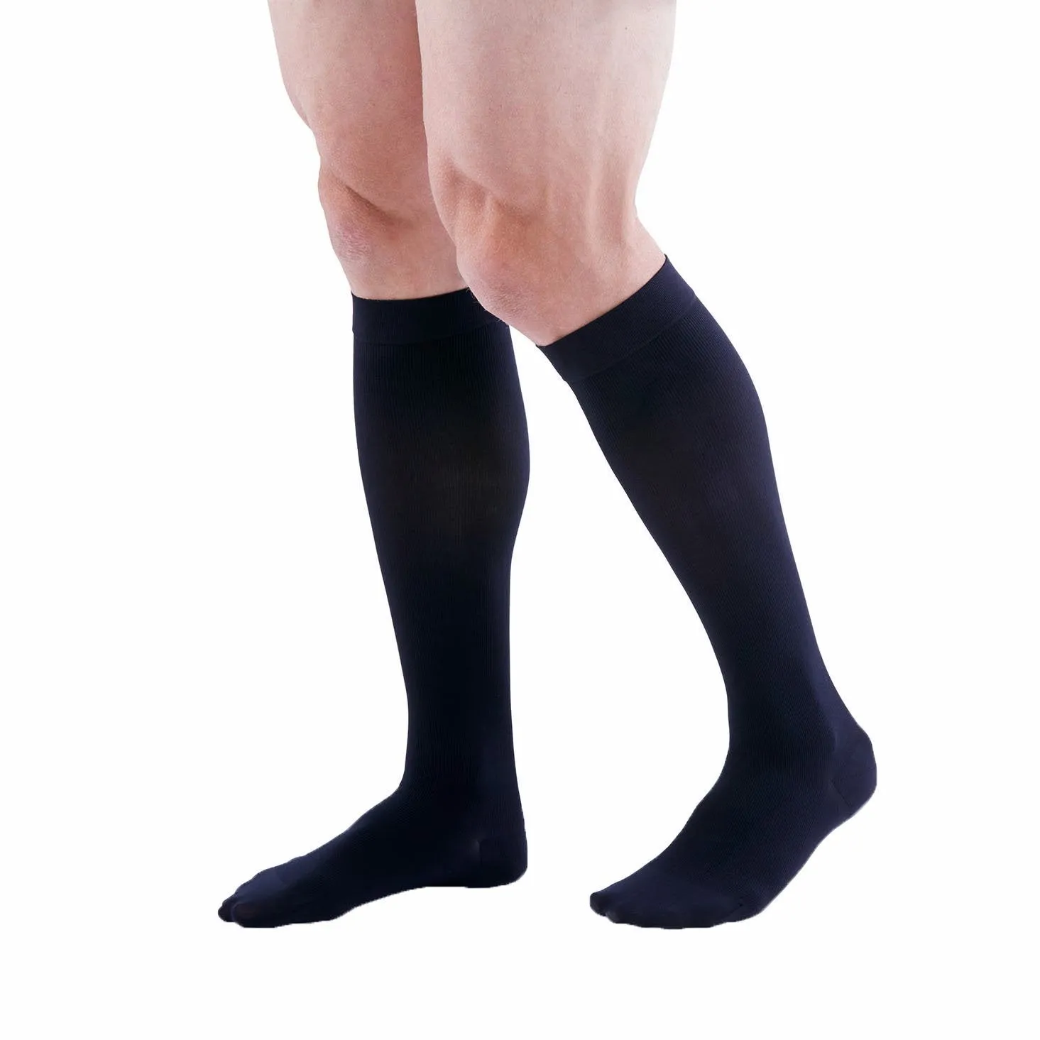 Duomed Patriot Men's Ribbed Closed Toe Knee High Socks - 15-20 mmHg