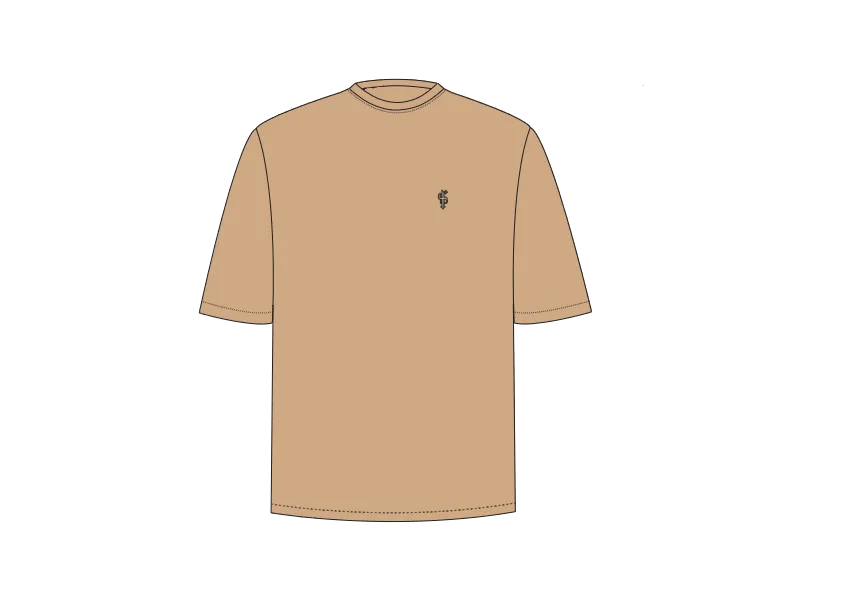 Father Sons Classic Beige Oversized Crew T Shirt - FSH867