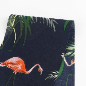 Flamingo Palm Cotton Shirting - Navy