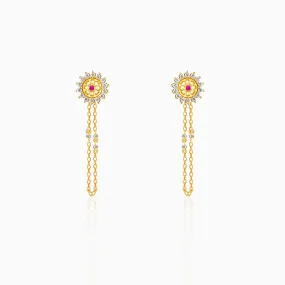 Golden Floral Chain Hanging Earrings