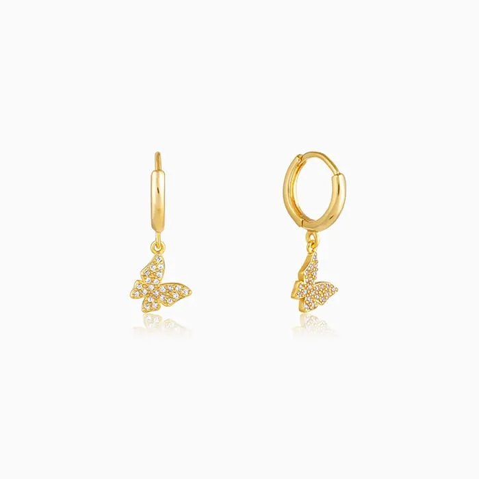 Golden Fluttering Butterfly Earrings