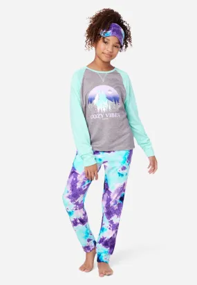 Graphic Raglan & Patterned Pajama Set