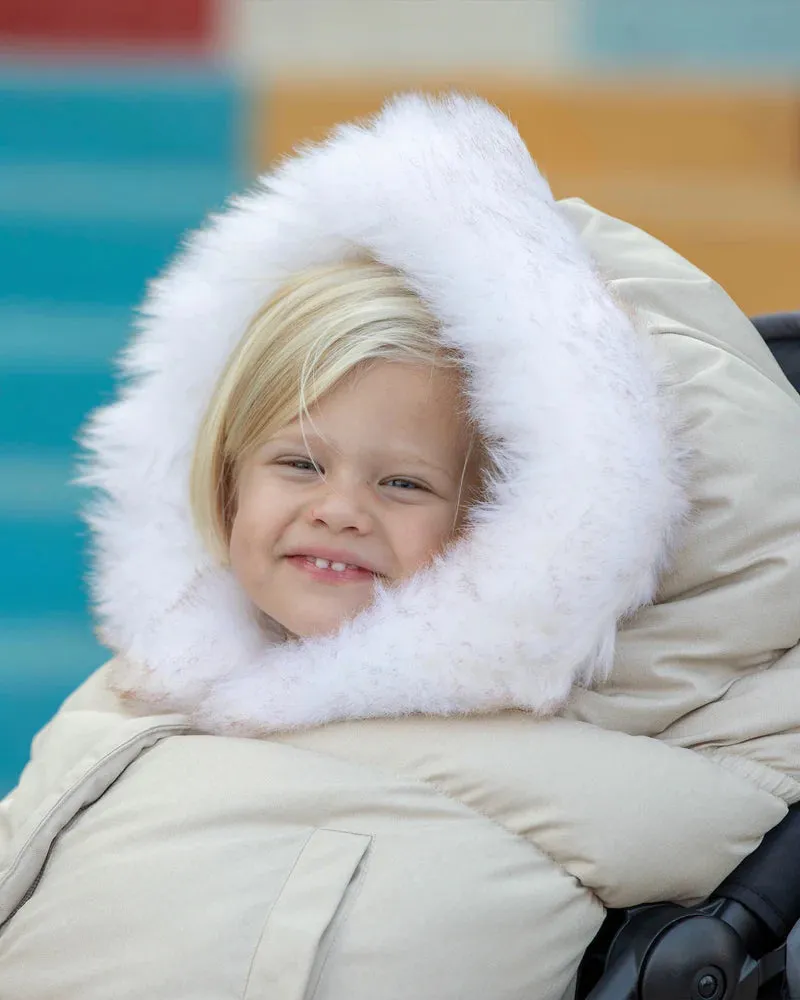 >7 A.M. Enfant Blanket 212 Evolution TUNDRA - Heather Beige - White Faux Fur (6M-4T)