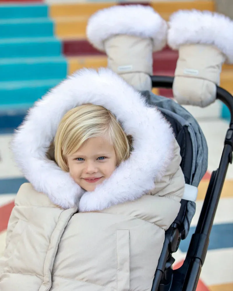 >7 A.M. Enfant Blanket 212 Evolution TUNDRA - Heather Beige - White Faux Fur (6M-4T)