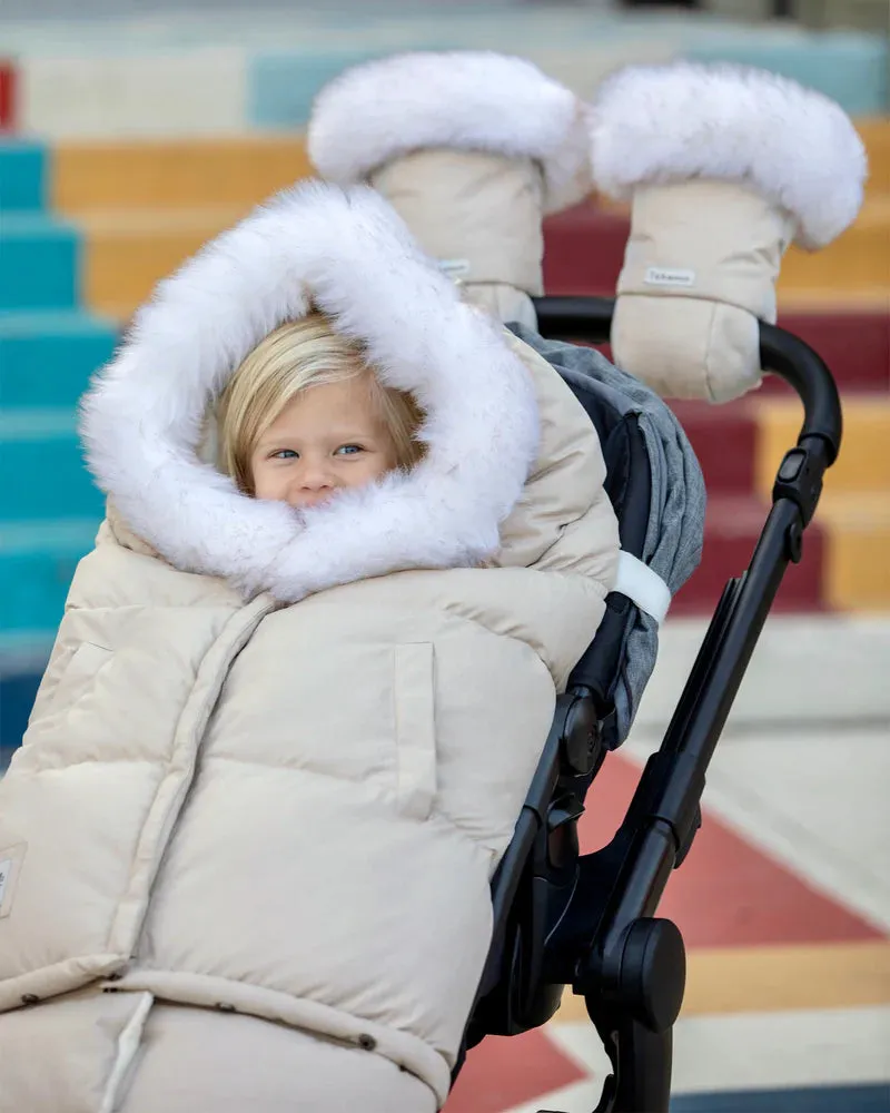 >7 A.M. Enfant Blanket 212 Evolution TUNDRA - Heather Beige - White Faux Fur (6M-4T)