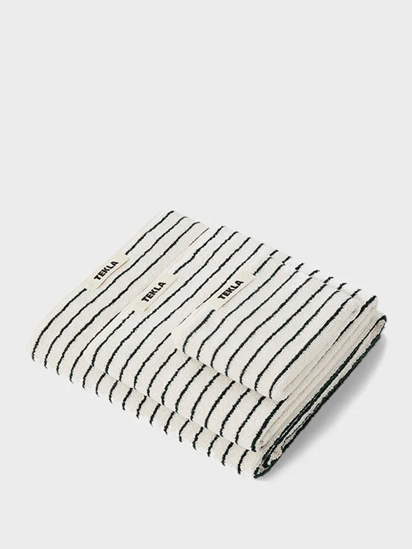 Guest Towel in Racing Green Stripes