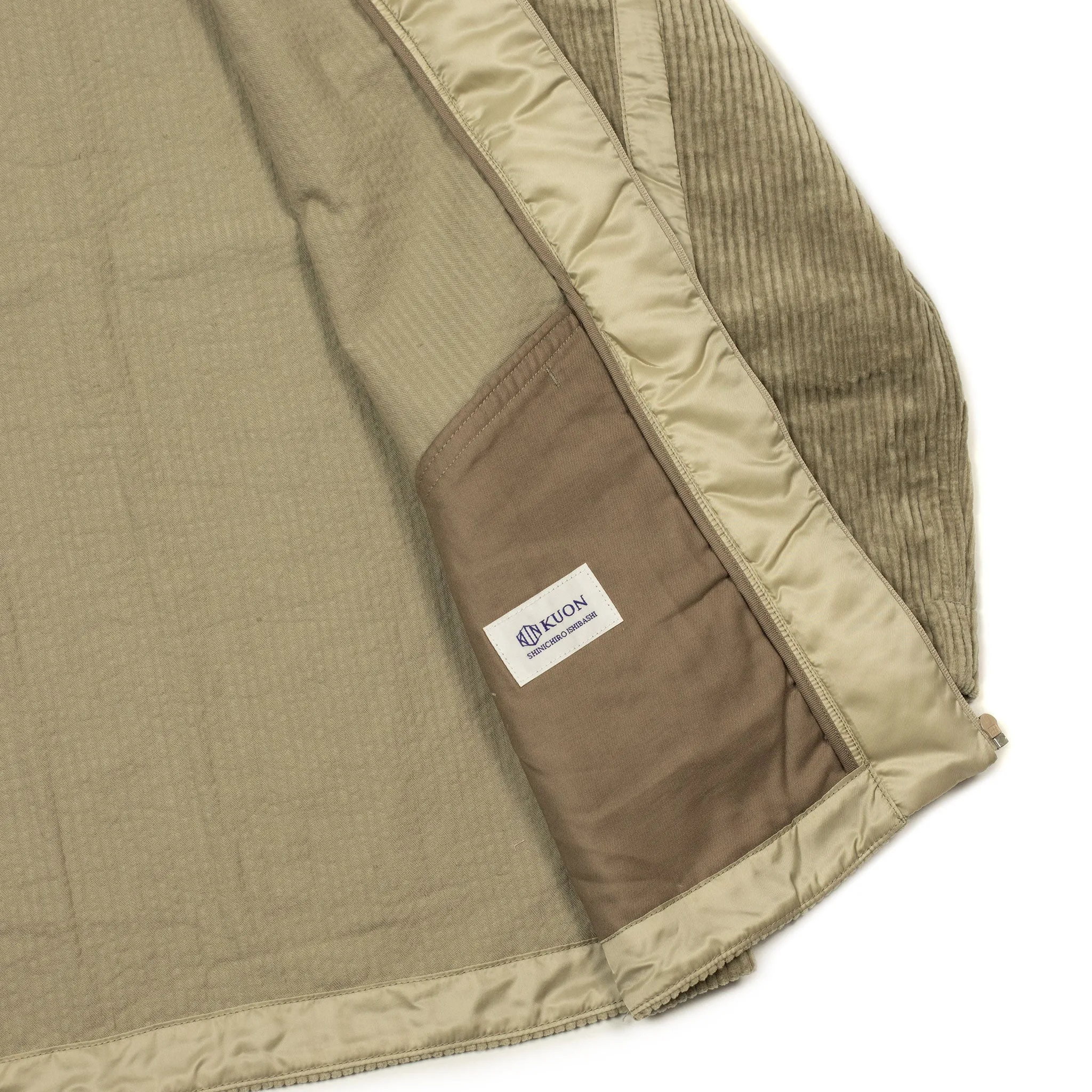 Haori zip jacket in beige cotton corduroy