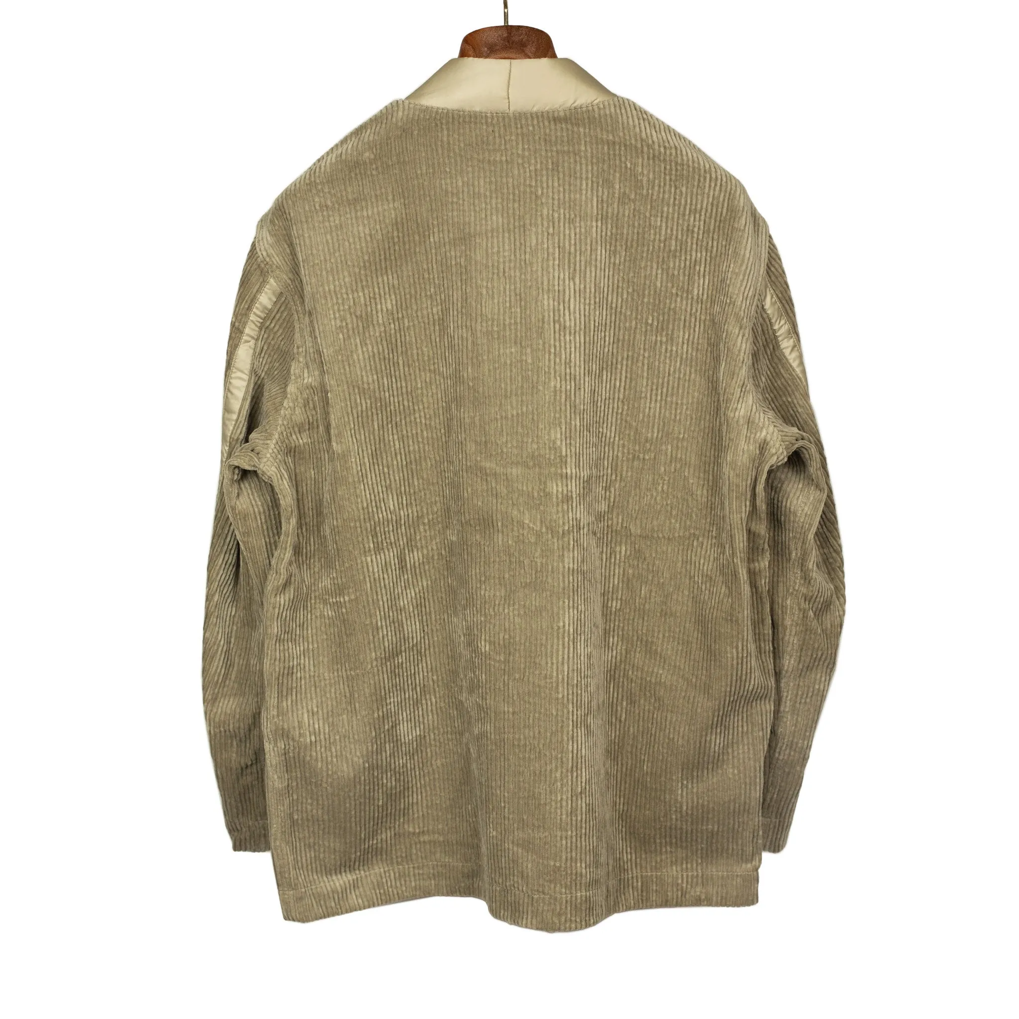 Haori zip jacket in beige cotton corduroy