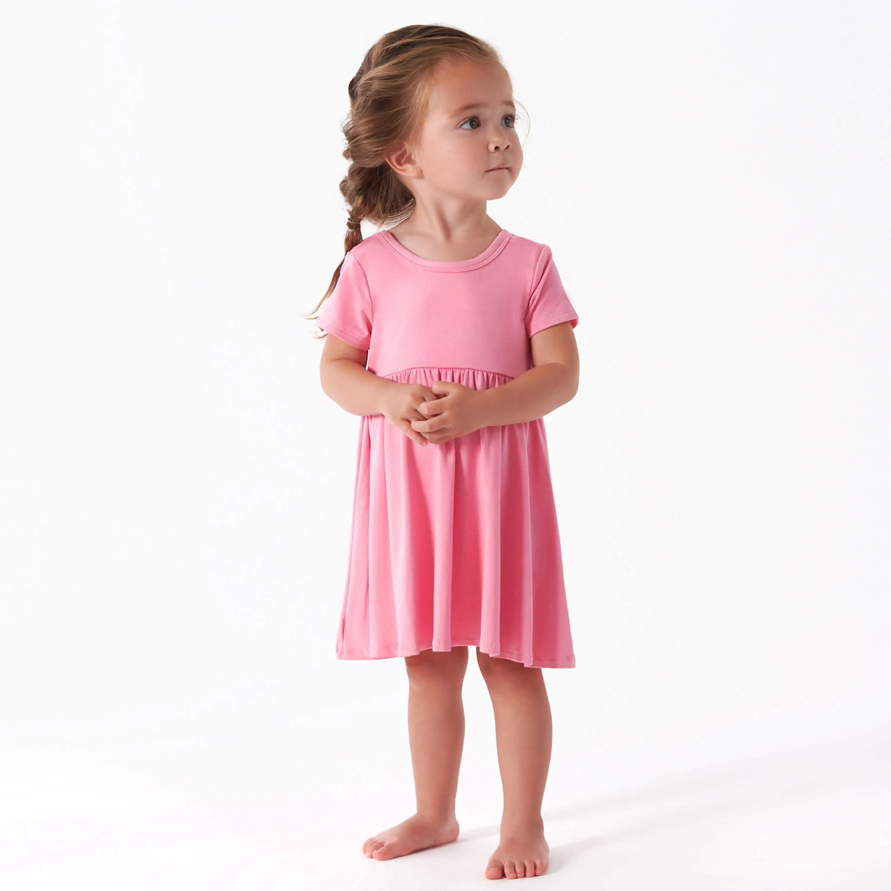 Infant & Toddler Girls Pink Lemonade Buttery Soft Viscose Made from Eucalyptus Twirl Dress