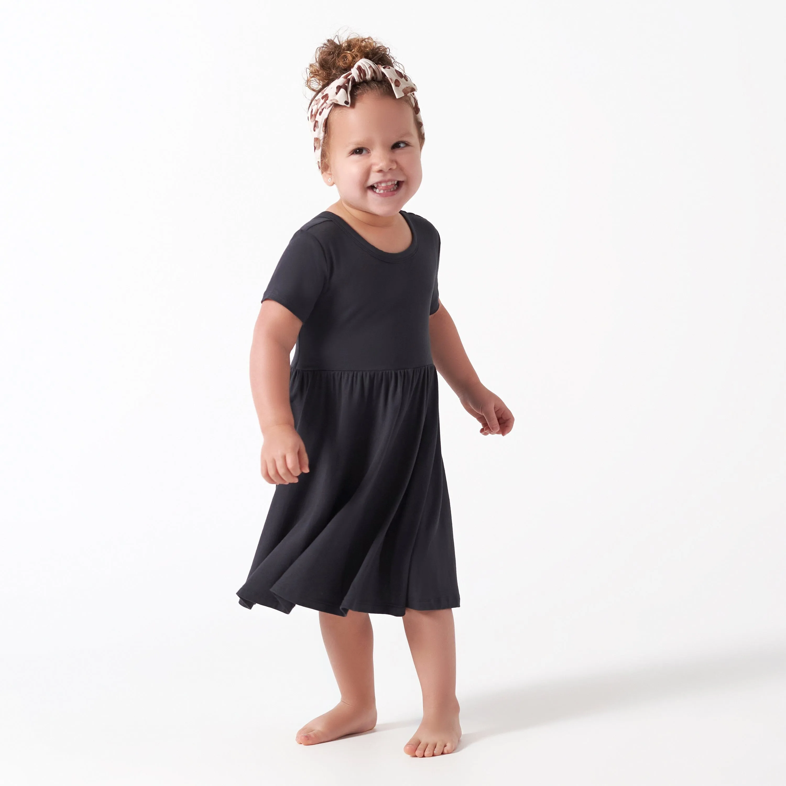 Infant & Toddler Girls Shadow Buttery Soft Viscose Made from Eucalyptus Twirl Dress