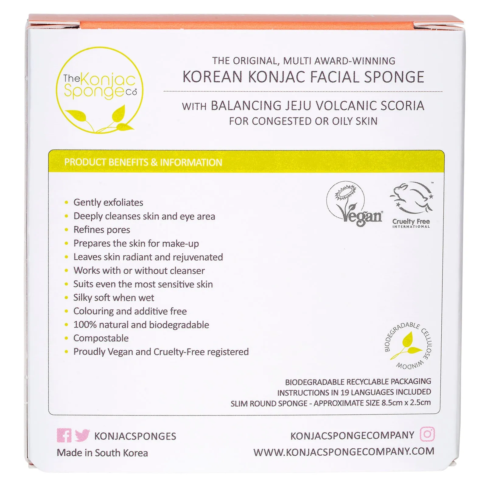 Konjac Volcanic Scoria  Facial Sponge - New Shape