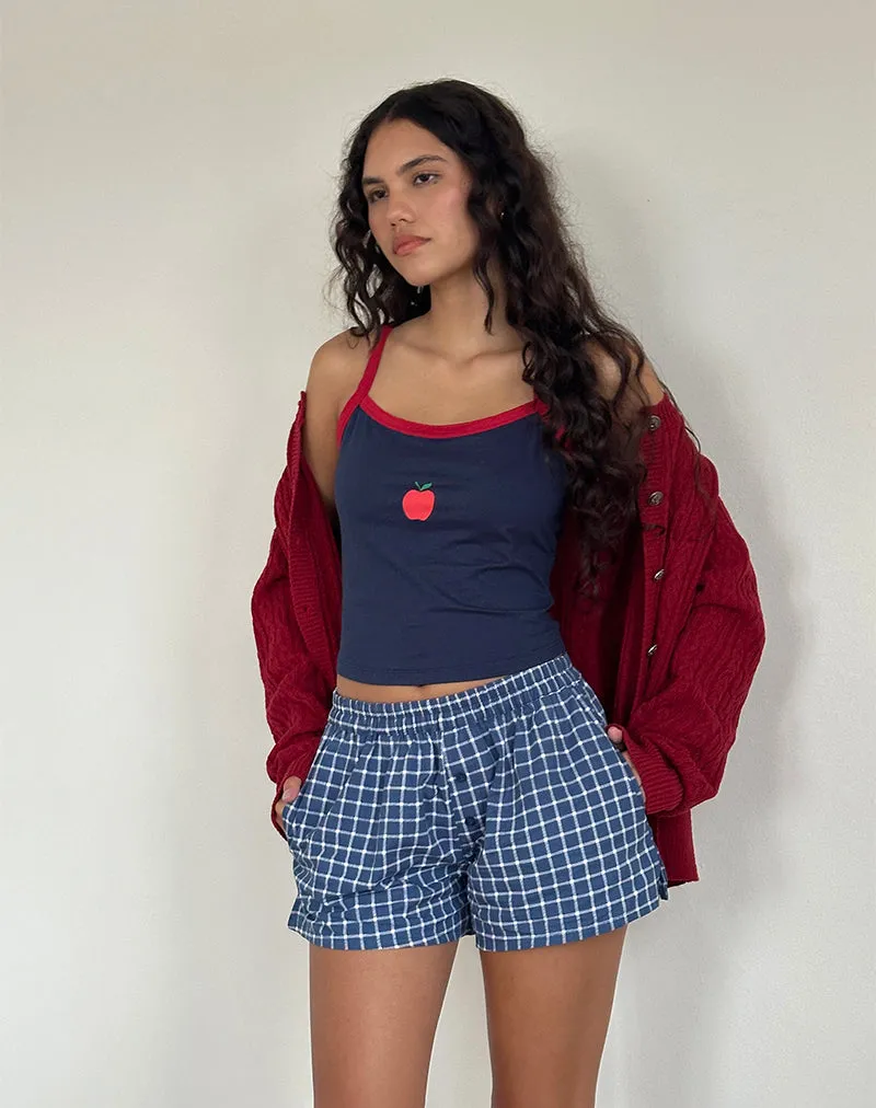 Laboxe Pyjama Short in Navy Tartan Poplin