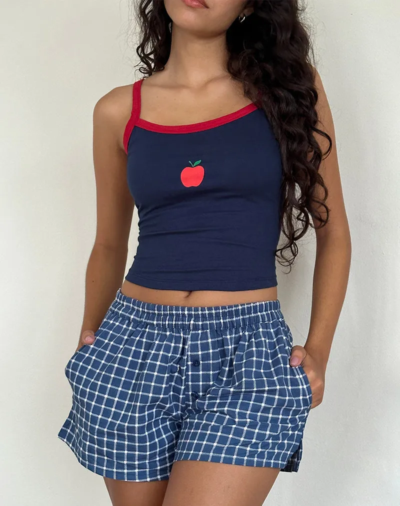 Laboxe Pyjama Short in Navy Tartan Poplin