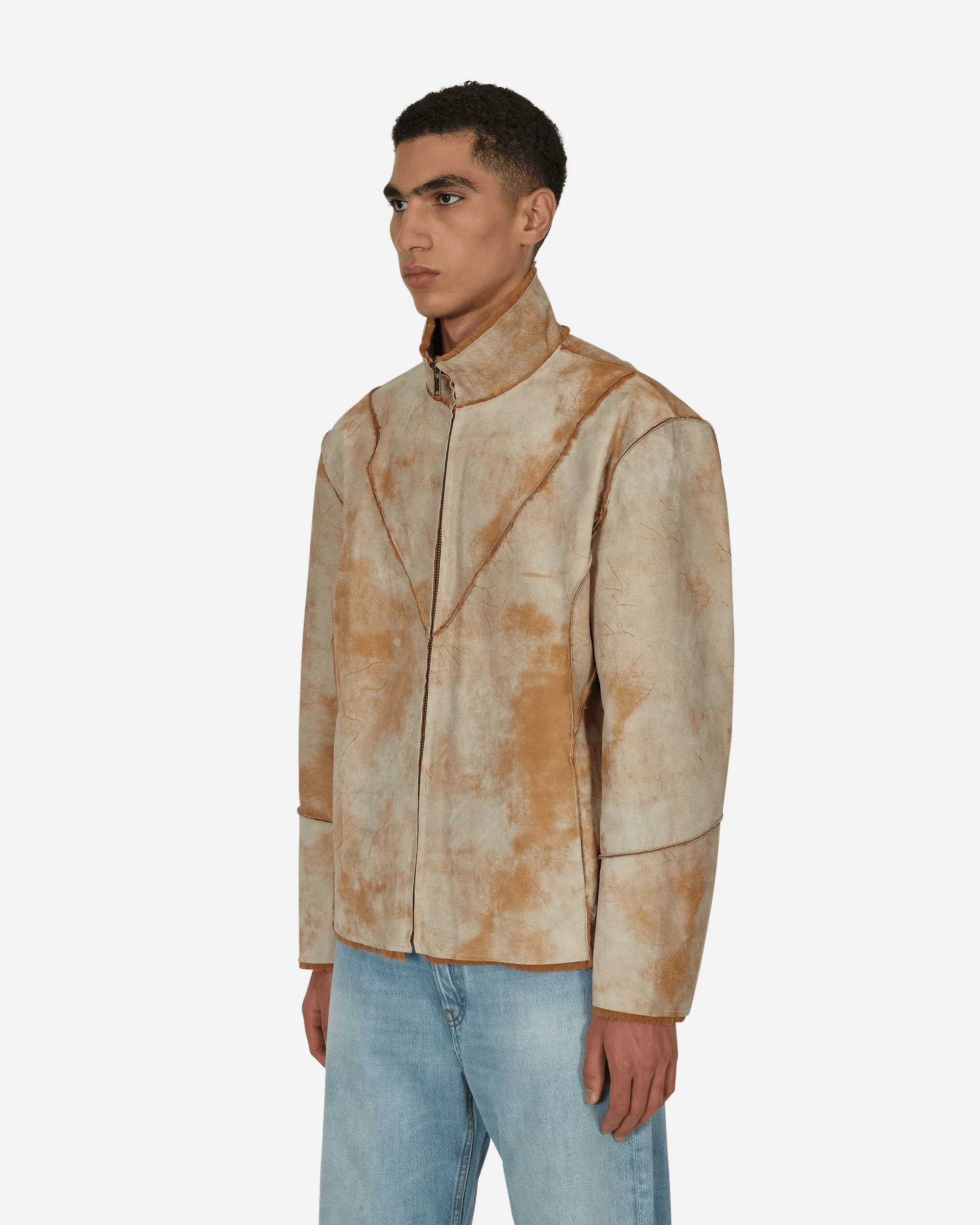 Leather Sherpa Jacket Beige