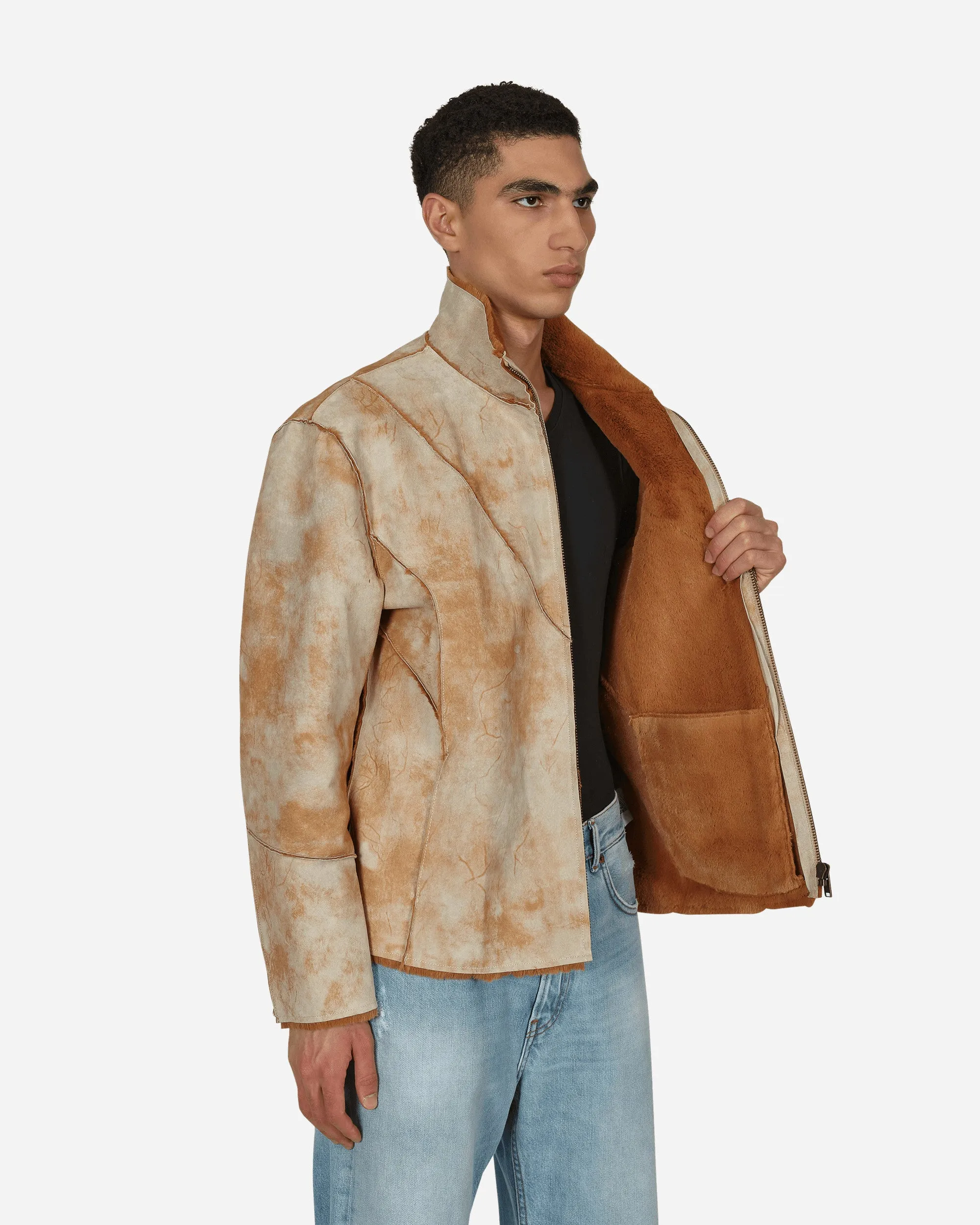 Leather Sherpa Jacket Beige