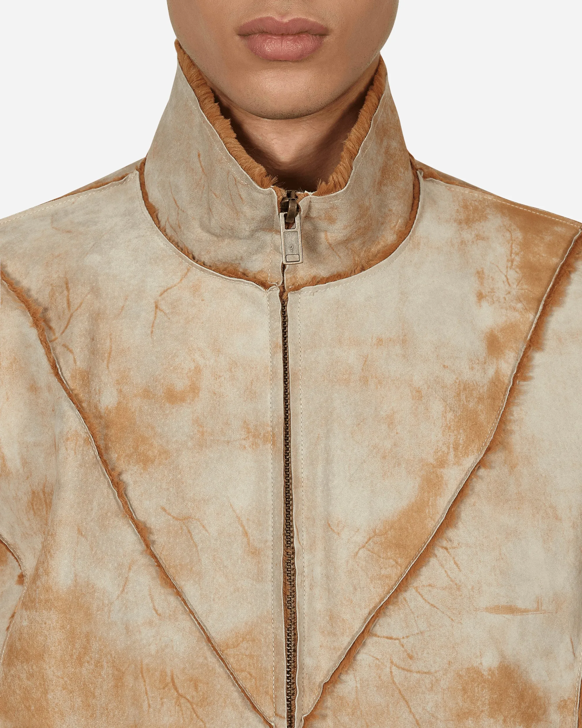 Leather Sherpa Jacket Beige