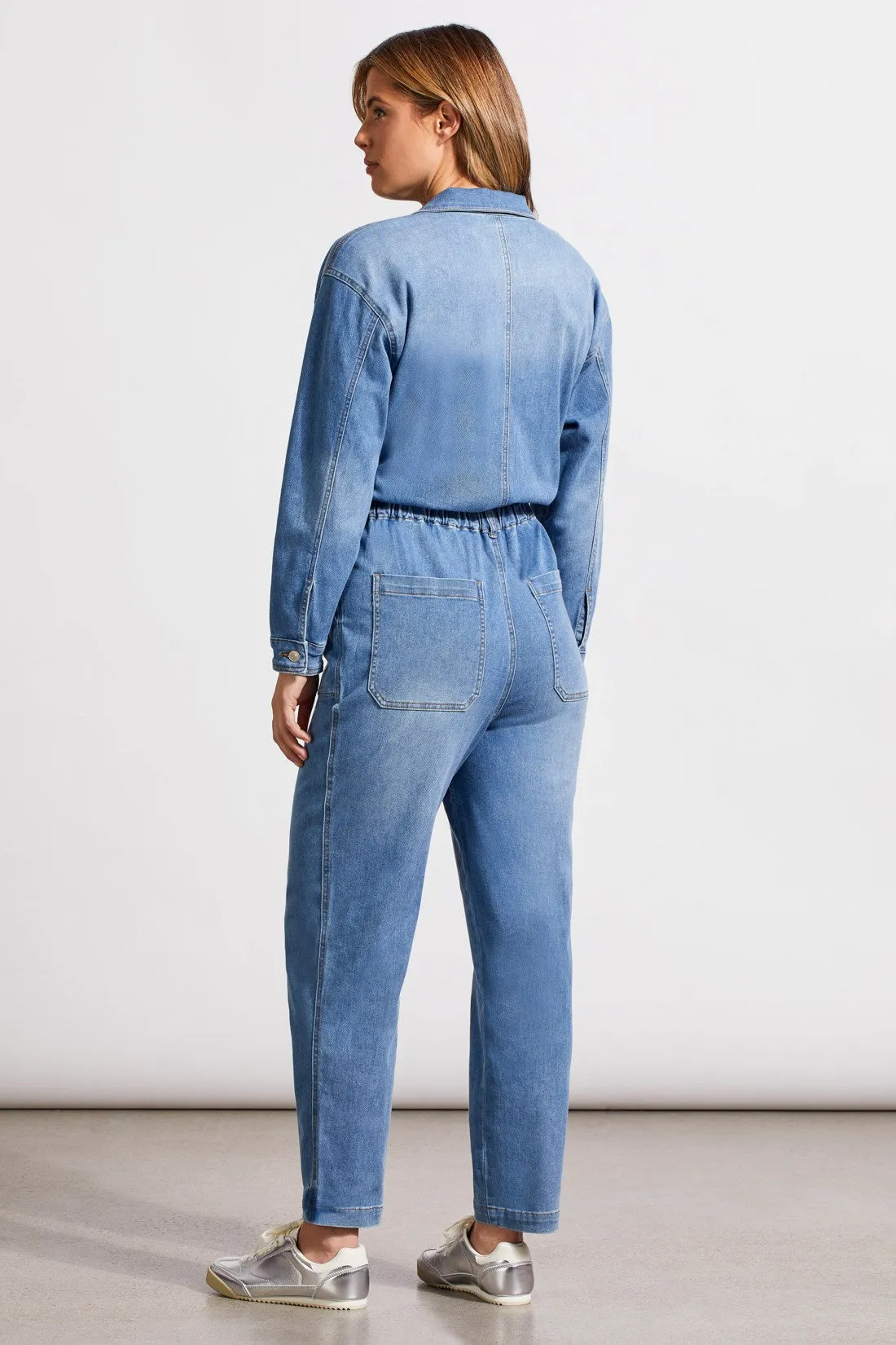 LIGHTWEIGHT DENIM JUMPSUIT WITH POCKETS-Sky blue