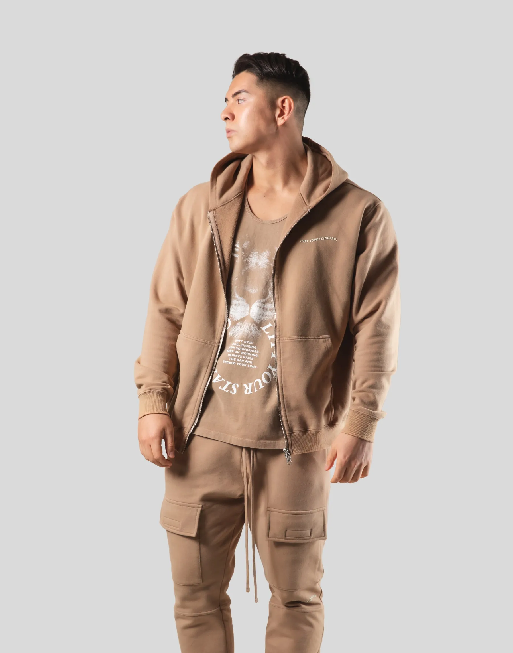 Lion Ring ZipUp Hoodie - Beige