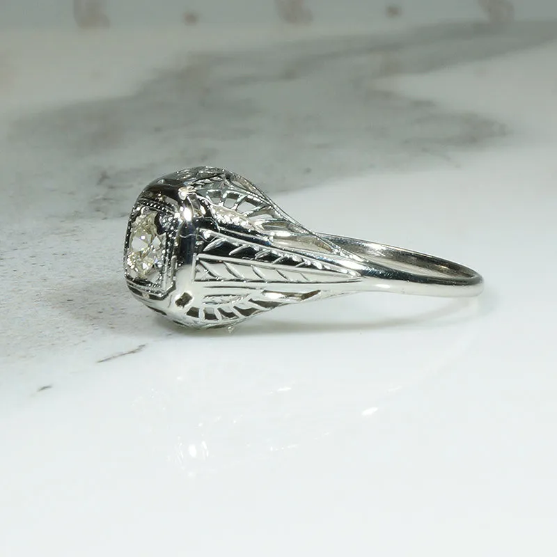 Lovely Filigree OEC Diamond Ring