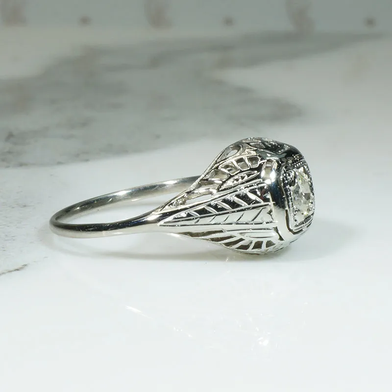 Lovely Filigree OEC Diamond Ring