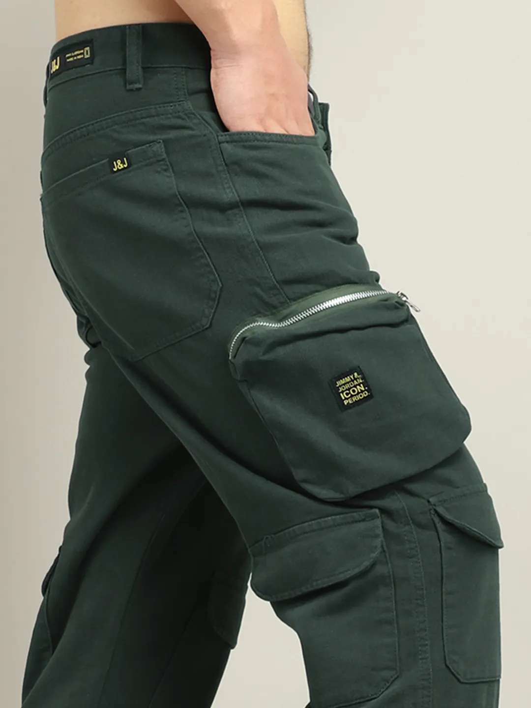 Lucas Multipocket Green Cotton Drill Cargo