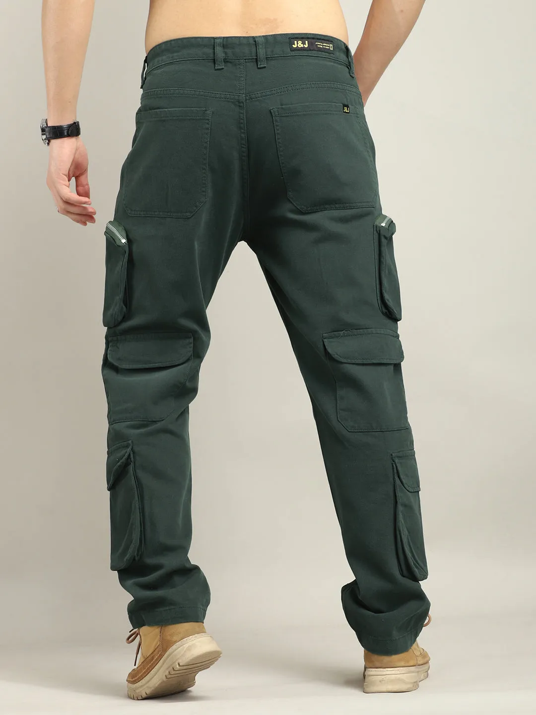 Lucas Multipocket Green Cotton Drill Cargo