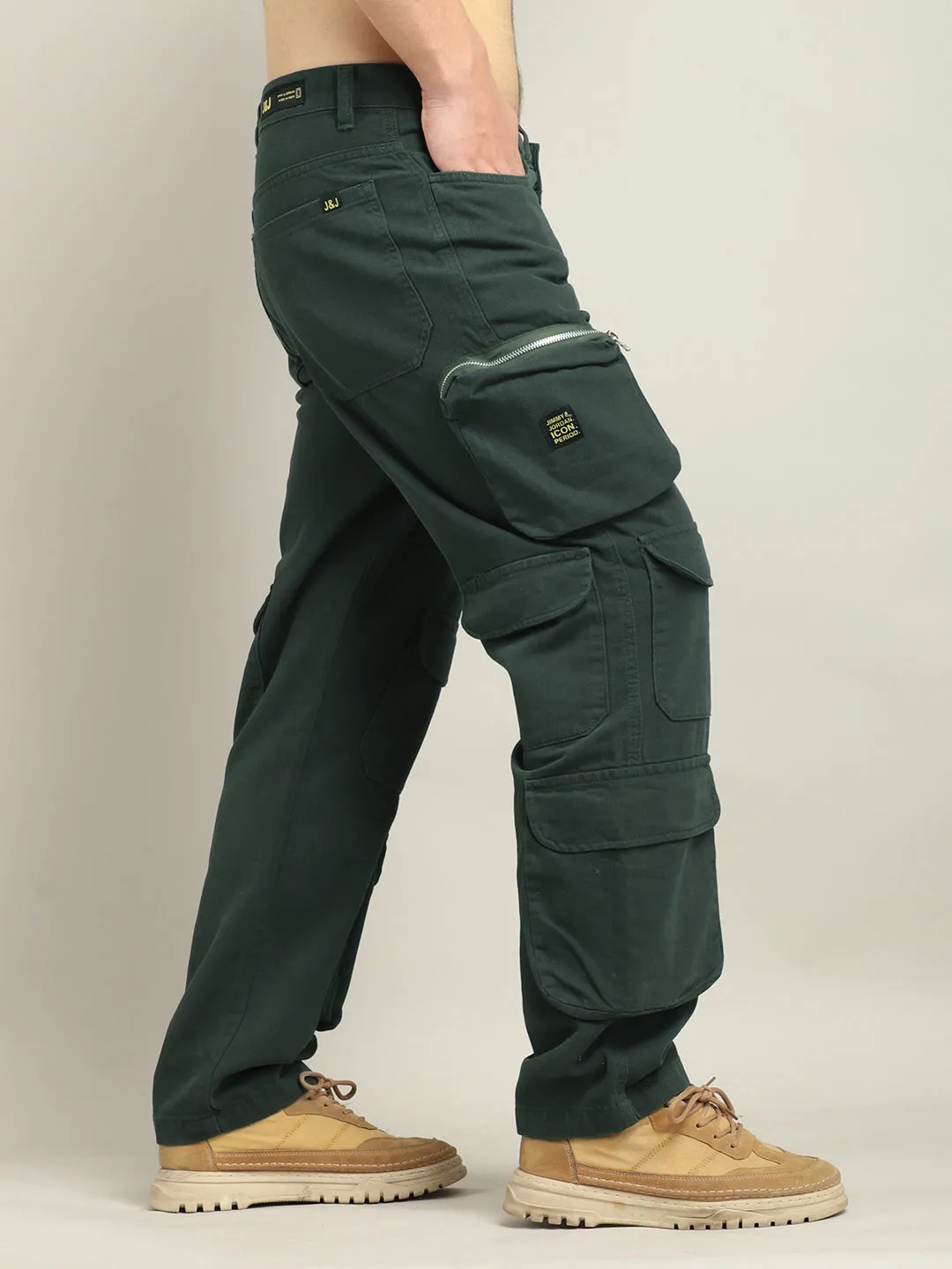 Lucas Multipocket Green Cotton Drill Cargo