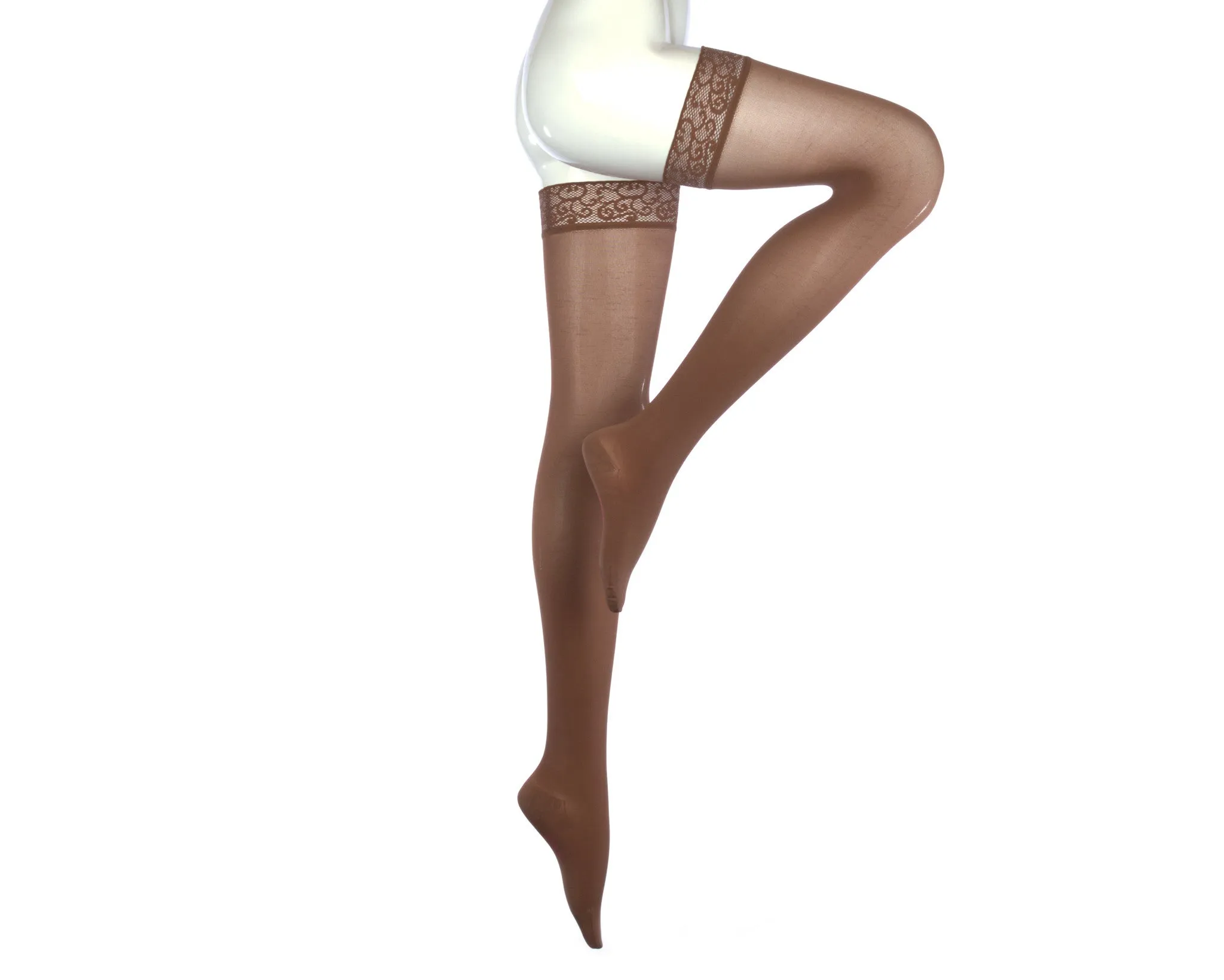 Medi Comfort | Thigh High Compression Stockings with Lace Silicone Border | Closed Toe | 15-20 mmHg