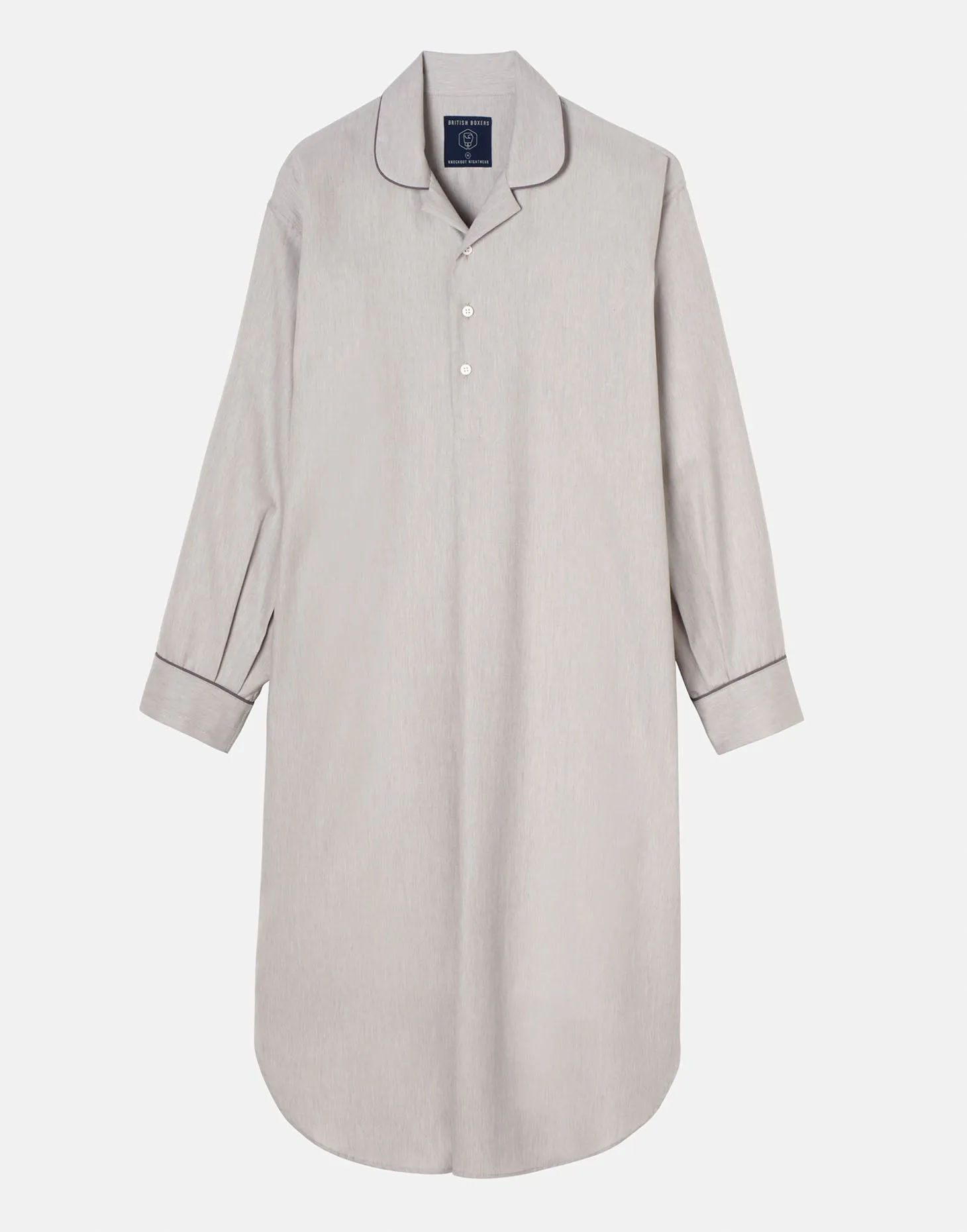 Men's Cotton Twill Nightshirt – Armoury Grey Herringbone