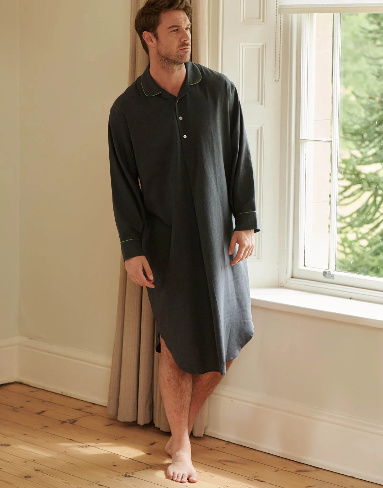 Men's Cotton Twill Nightshirt – Slate