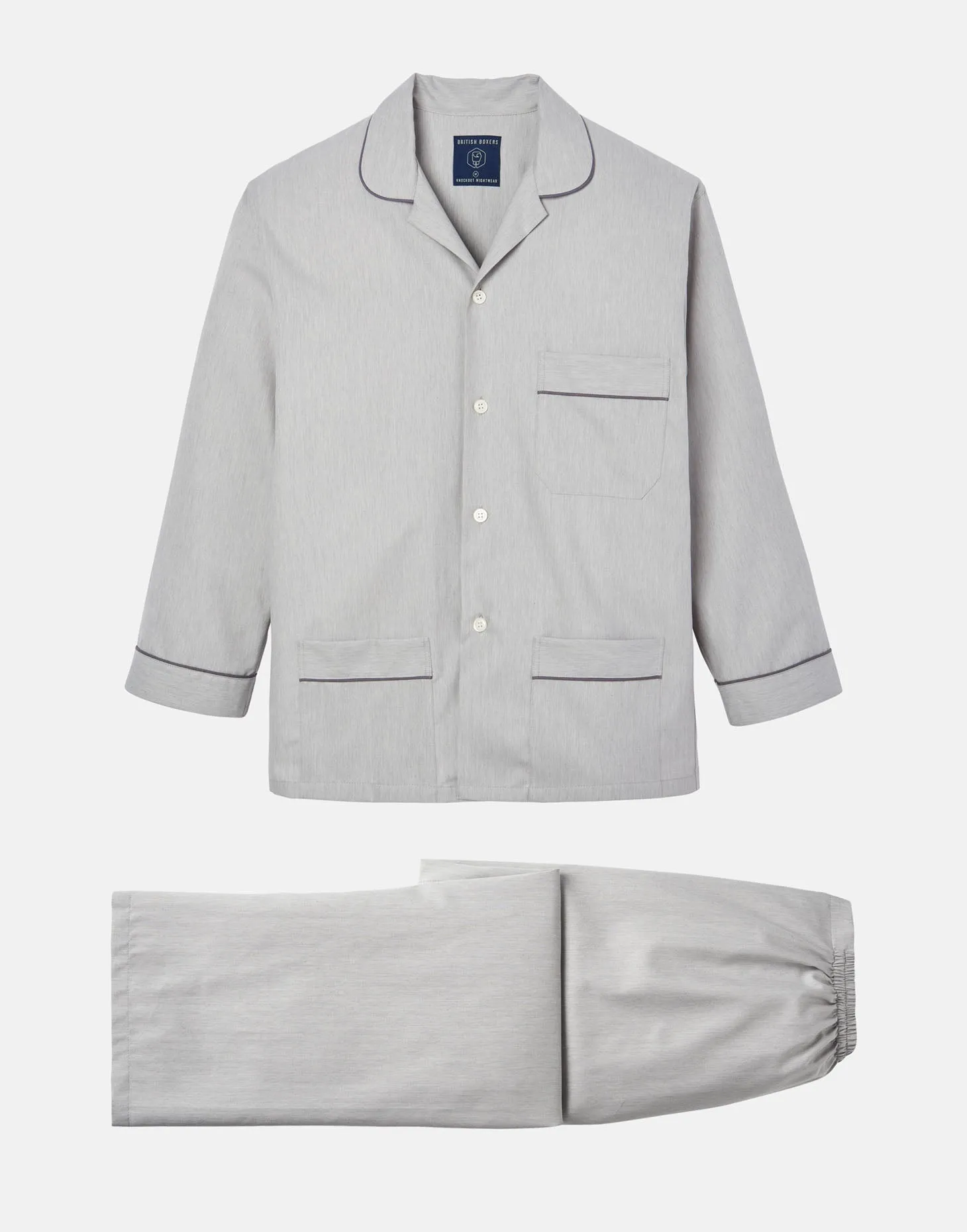 Men's Cotton Twill Pyjama Set – Armoury Grey Herringbone