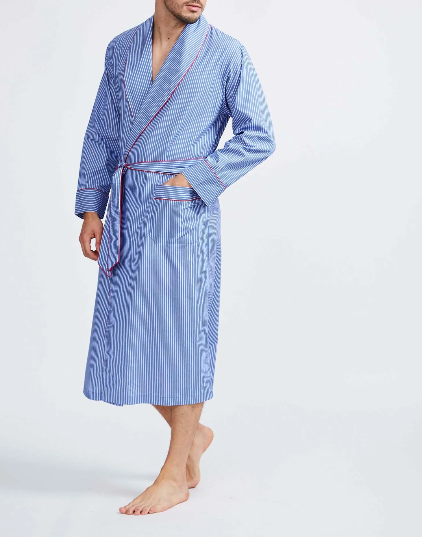 Men's Crisp Cotton Dressing Gown – Burford Stripe