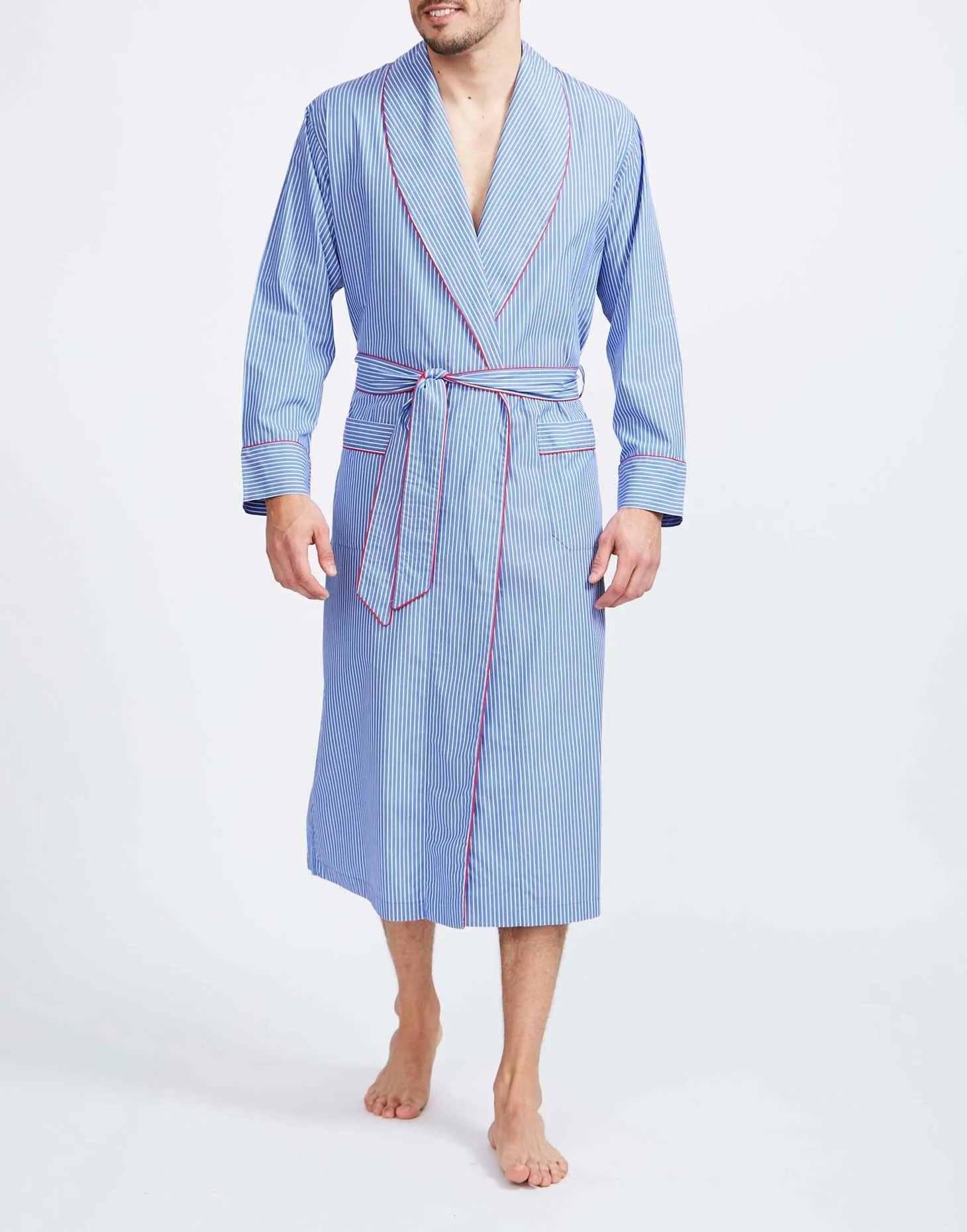 Men's Crisp Cotton Dressing Gown – Burford Stripe