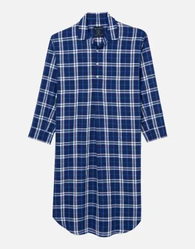 Men's Crisp Cotton Nightshirt – Chester Blue on Blue Check